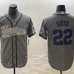Men's New York Yankees #22 Juan Soto Gray Cool Base Stitched Baseball Jersey
