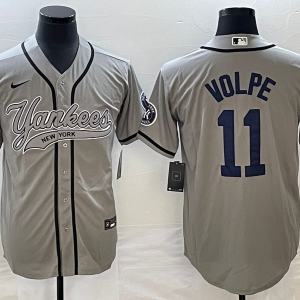 MLB New York Yankees #11 Anthony Volpe Gray With Patch Baseball Nike Jersey