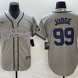MLB New York Yankees #99 Aaron Judge Gray With Patch Baseball Nike Jersey