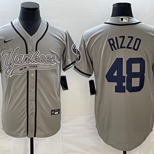 MLB New York Yankees #48 Anthony Rizzo Gray With Patch Baseball Nike Jersey