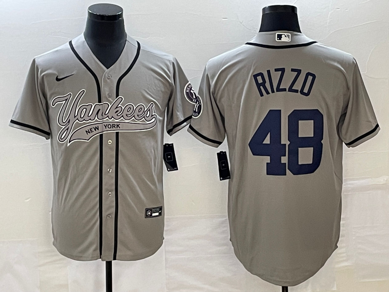 MLB New York Yankees #48 Anthony Rizzo Gray With Patch Baseball Nike Jersey