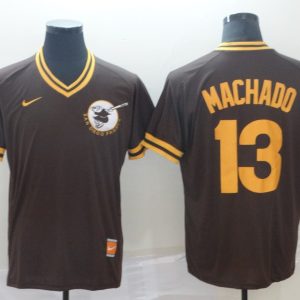 MLB San Diego Padres #13 Machado Brown Thowback Mens Jersey