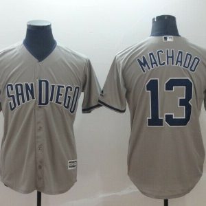 MLB San Diego Padres #13 Machado Grey Game Men's Jersey