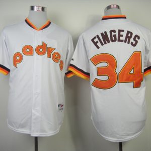MLB San Diego Padres #34 Fingers White 1984 Throwback Jersey