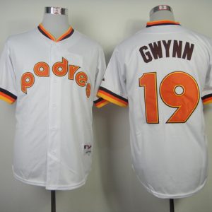 MLB San Diego Padres #19 Gwynn White 1984 Throwback Jersey