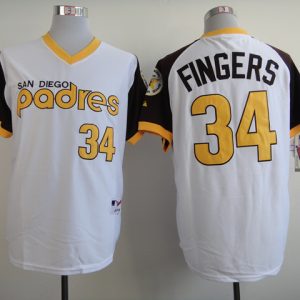 MLB San Diego Padres #34 Fingers 1984 Throwback White Jersey