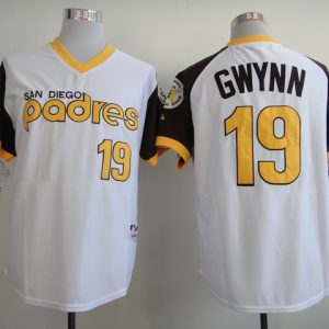 MLB San Diego Padres #19 Gwynn 1984 Throwback White Jersey