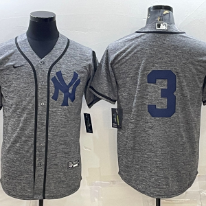 MLB New York Yankees #3 Babe Ruth Gray Fashion Jersey