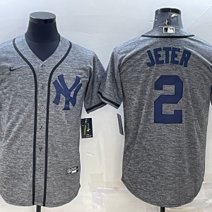 MLB New York Yankees #2 Derek Jeter Gray Fashion Jersey