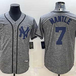 MLB New York Yankees #7 Mickey Mantle Gray Fashion Jersey