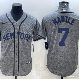 MLB New York Yankees #7 Mickey Mantle Gray Fashion Jersey