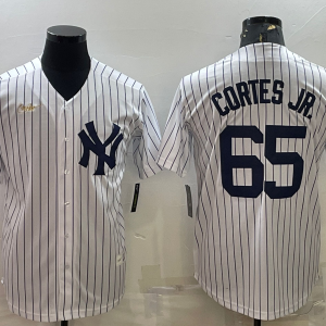 MLB New York Yankees #65 Nestor Cortes Jr White Pinstripe Game Nike Jersey