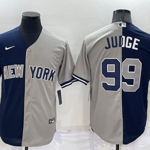 MLB New York Yankees #99 Aaron Judge Navy/Grey Split Game Jersey