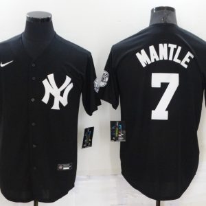 MLB New York Yankees #7 Mickey Mantle Black Nike Game Jersey