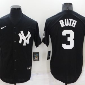 MLB New York Yankees #3 Ruth Black Nike Game Jersey