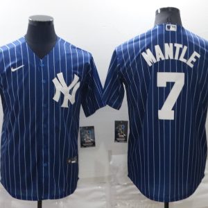 MLB New York Yankees #7 Mickey Mantle Navy Nike Game Jersey