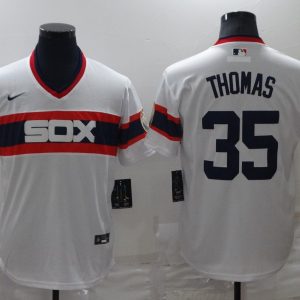 MLB Chicago White Sox #35 Frank Thomas White Throwback Jersey