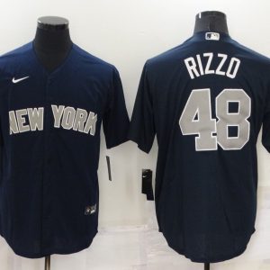 MLB New York Yankees #48 Anthony Rizzo Blue Throwback Nike Game Jersey