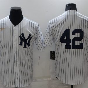 Copy MLB New York Yankees #42 Mariano Rivera White Game Jersey