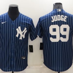 MLB New York Yankees #99 Judge Navy Blue Throwback Nike Jersey