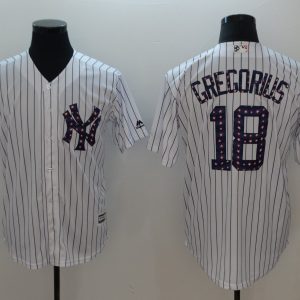 MLB New York Yankees #18 Gregorius White 2018 Stars & Stripes Jersey