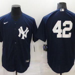 MLB New York Yankees #42 Mariano Rivera Navy Blue Jersey
