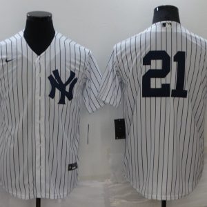 MLB New York Yankees #21 Deion Sanders White Game Nike Jersey