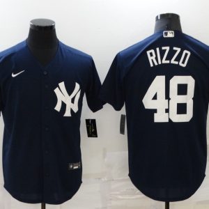 MLB New York Yankees #48 Anthony Rizzo Blue Throwback Nike Game Jersey