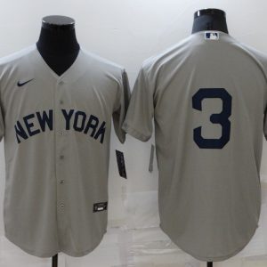 MLB New York Yankees #3 Babe Ruth Grey Nike Game Jersey