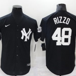 MLB New York Yankees #48 Anthony Rizzo Black Throwback Nike Game Jersey