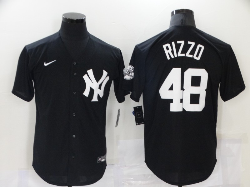 MLB New York Yankees #48 Anthony Rizzo Black Throwback Nike Game Jersey