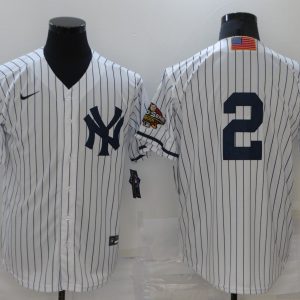 MLB New York Yankees #2 Jeter White Throwback Game Nike Jersey