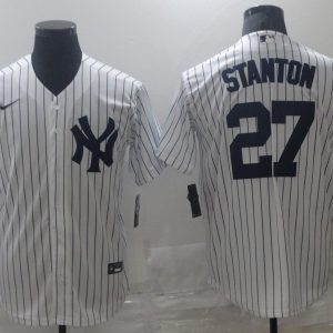 MLB New York Yankees #27 Stanton White Wihte Game Nike Jersey