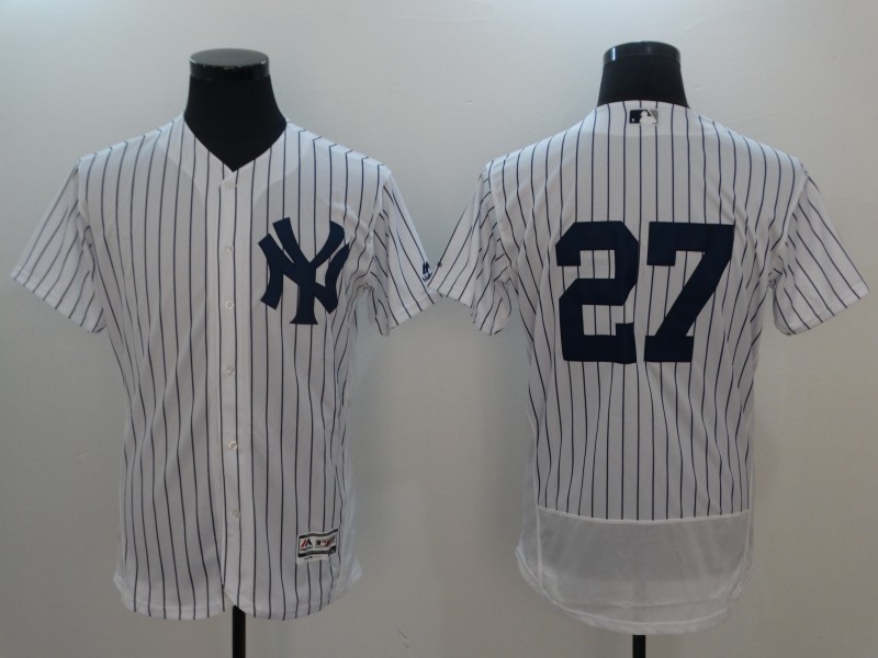 MLB New York Yankees #27 Stanton White White Flex Base Elite Jersey