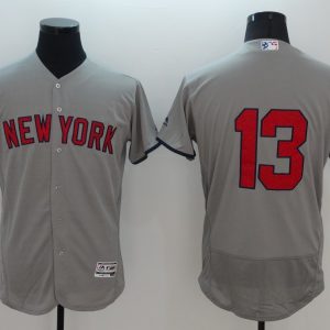 MLB New York Yankees 13 Alex Rodriguez Grey Flex Base Elite Jersey