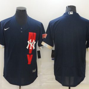 MLB New York Yankees Blank 2021 Navy All-Star Flex Base Elite Jersey