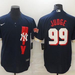 MLB New York Yankees #99 Judge 2021 Navy Blue All-Star Jersey