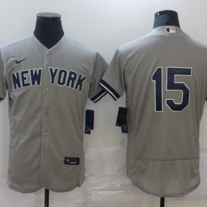 MLB New York Yankees #15 Thurman Munson Grey Flex Base Elite Jersey