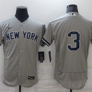 MLB New York Yankees #3 Babe Ruth Grey Flex Base Elite Jersey