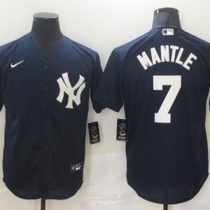 MLB New York Yankees #7 Mickey Mantle Navy Blue Game Nike Jersey
