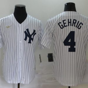 MLB New York Yankees #4 Gehrig White Thowback Men's Nike Jersey
