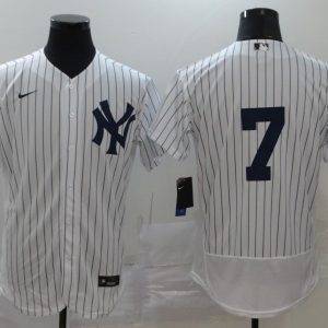 MLB New York Yankees #7 Mantle White Flex Base Elite Jersey