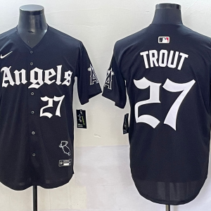 MLB Los Angeles Angels #27 Trout Black New Jersey