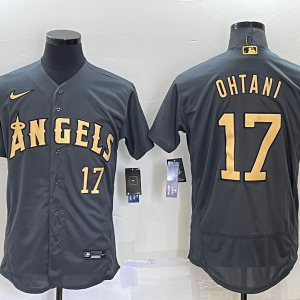 MLB Los Angeles Angels #17 Shohei Ohtani Charcoal 2022 All-Star Grey Flex Base Elite Jersey