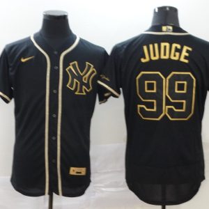 MLB New York Yankees #99 Aaron Judge Black Golden Flex Base Elite Jersey
