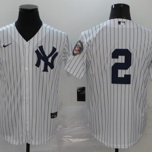 MLB New York Yankees #2 Derek Jeter White Game Nike With Patch Jersey