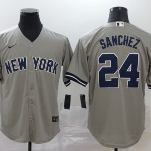 MLB New York Yankees #24 Gary S??nchez Grey Game Nike Jersey