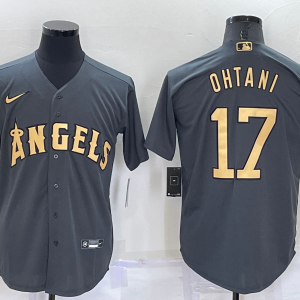 MLB Los Angeles Angels #17 Shohei Ohtani Charcoal 2022 All-Star Jersey