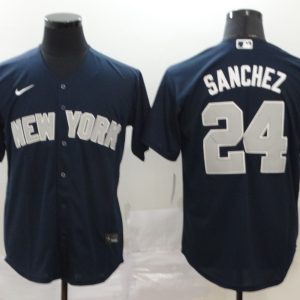 MLB New York Yankees #24 Gary S??nchez Navy Blue Game Nike Jersey