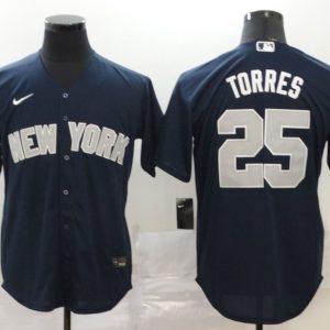 MLB New York Yankees #25 Gleyber Torres Navy Blue Game Nike Jersey